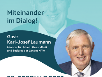 Plakat "Bornheimer Ortsgespräch – Miteinander im Dialog!" mit Karl-Josef Laumann