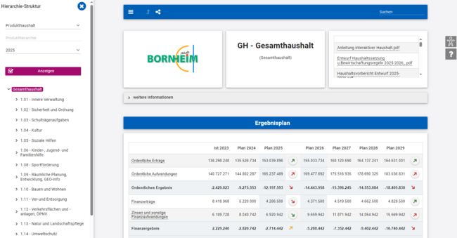 Interaktiver Haushalt der Stadt Bornheim