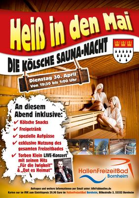 Plakat Kölsche Sauna-Nacht im HallenFreizeitBad Bornheim